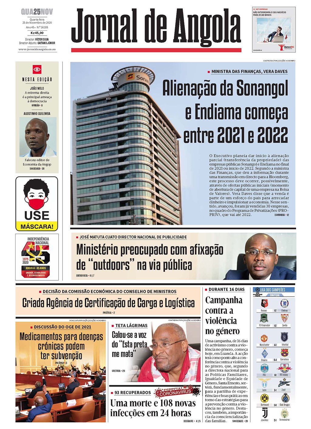 Jornal De Angola Quarta 25 De Novembro De 2020 