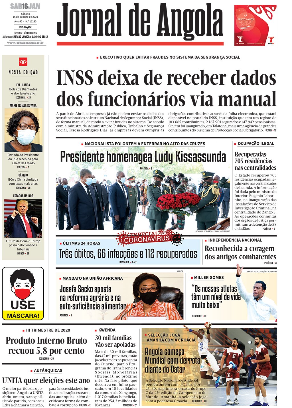 Jornal De Angola Sábado 16 De Janeiro De 2021 