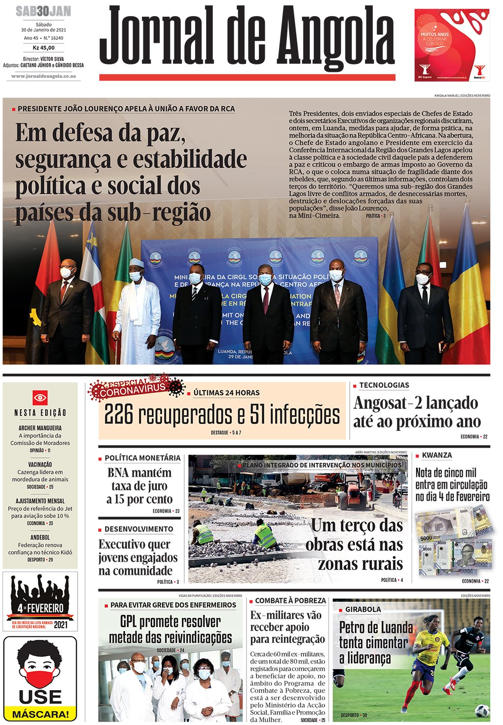 Jornal De Angola Sábado 30 De Janeiro De 2021 
