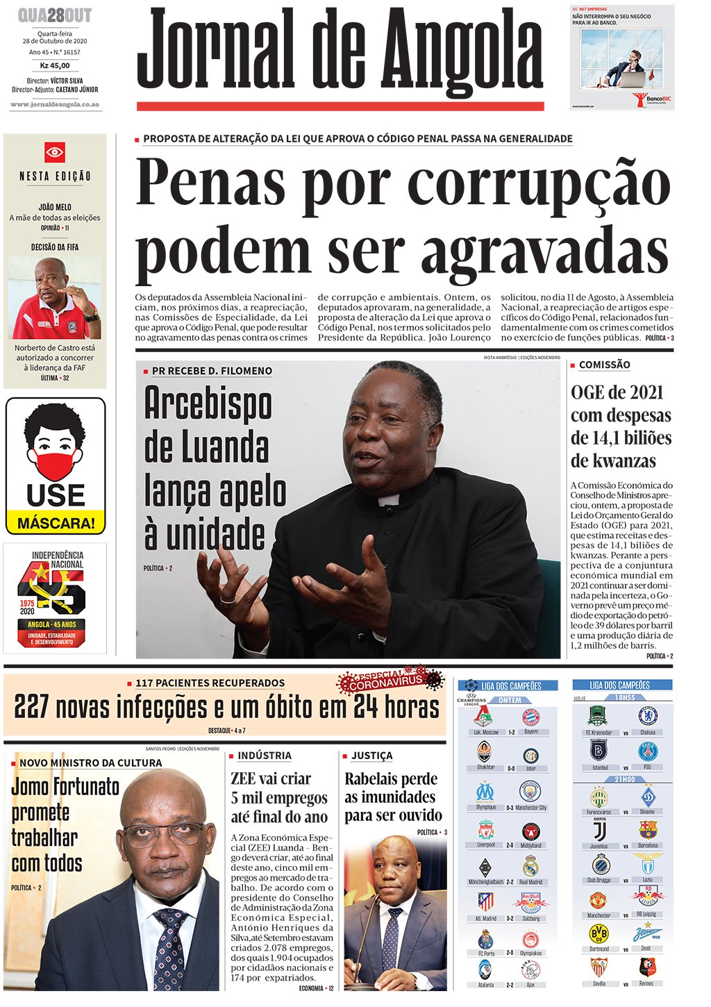 Jornal De Angola Quarta 28 De Outubro De 2020 