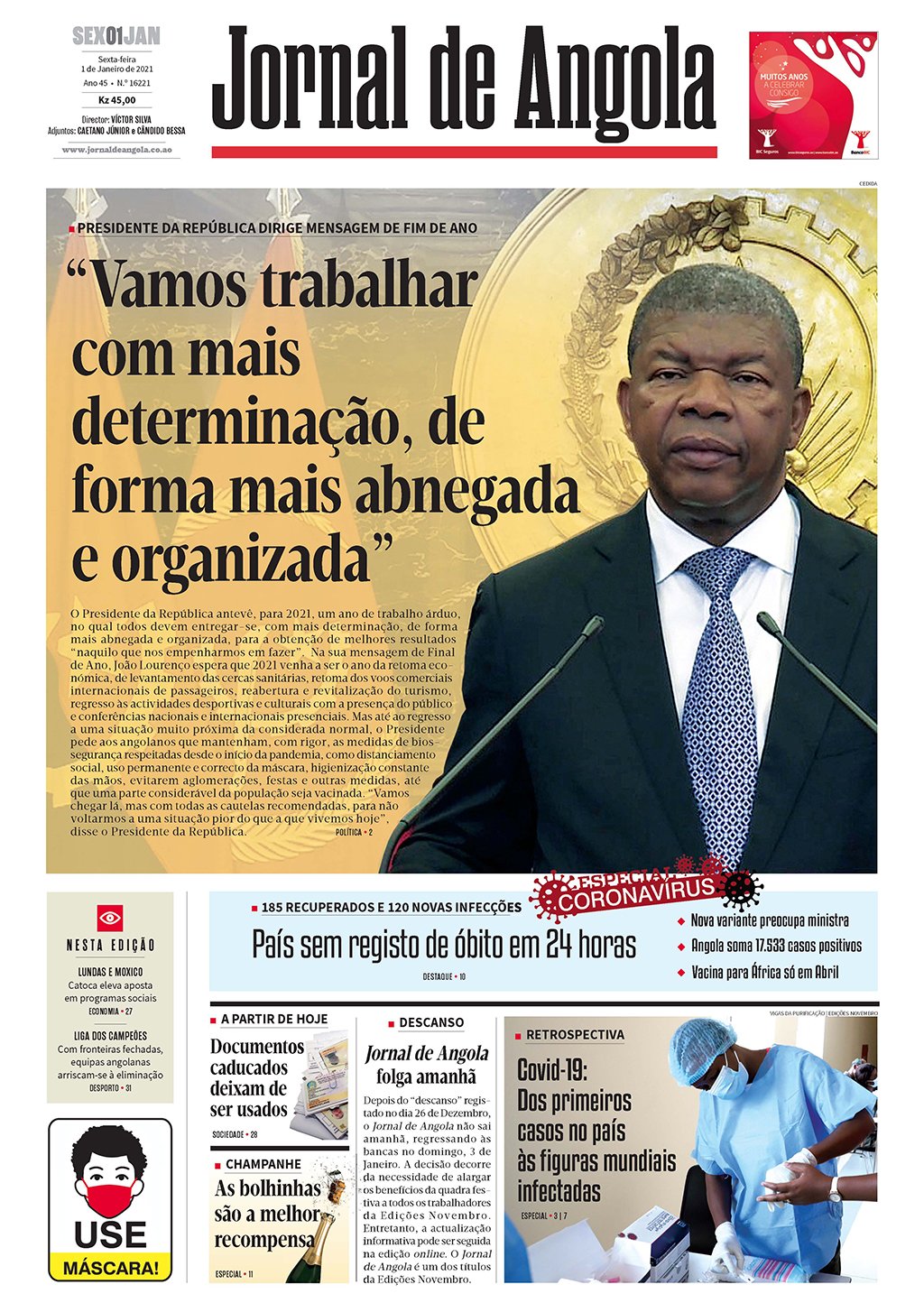 Jornal De Angola Sexta 01 De Janeiro De 2021 
