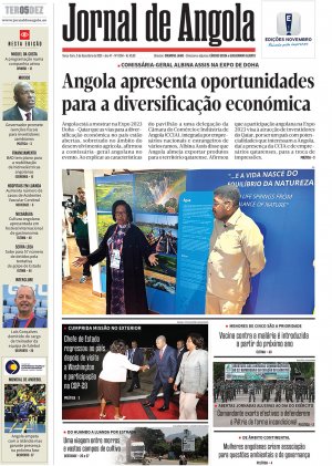 Capa do Jornal de Angola, Terça, 05 de Dezembro de 2023