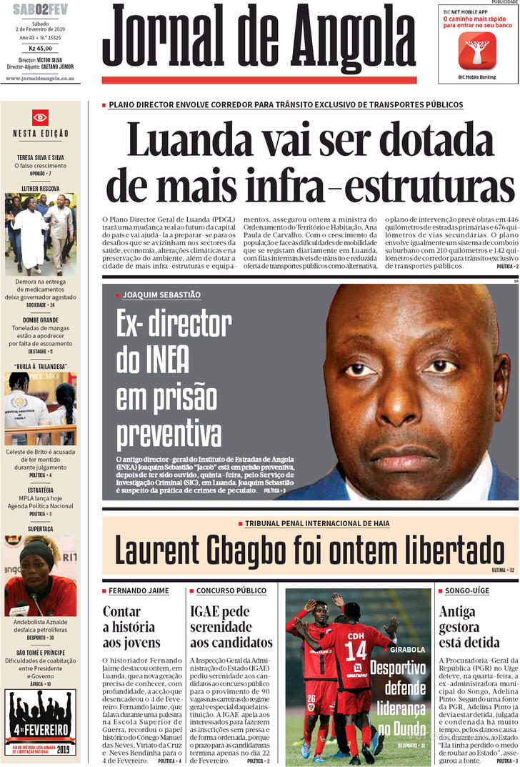 Jornal De Angola Sábado 02 De Fevereiro De 2019 