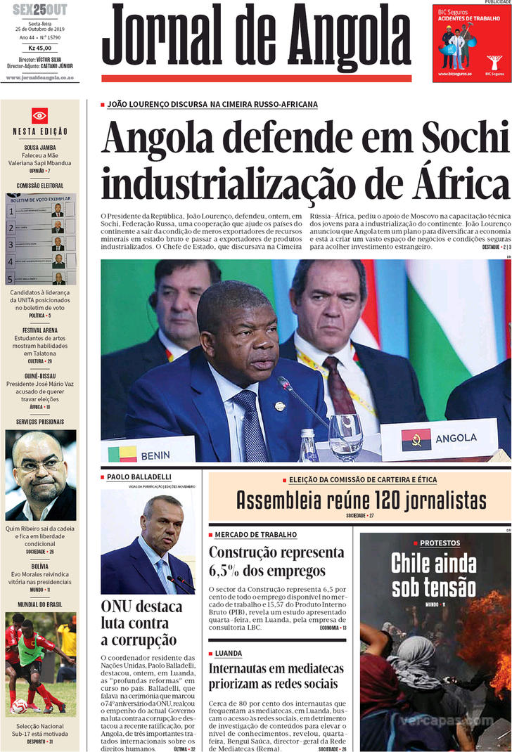 Jornal De Angola Sexta 25 De Outubro De 2019 