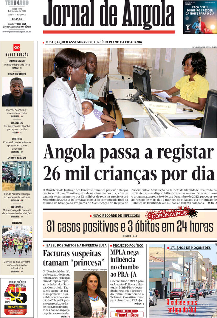 Jornal De Angola Terça 04 De Agosto De 2020 