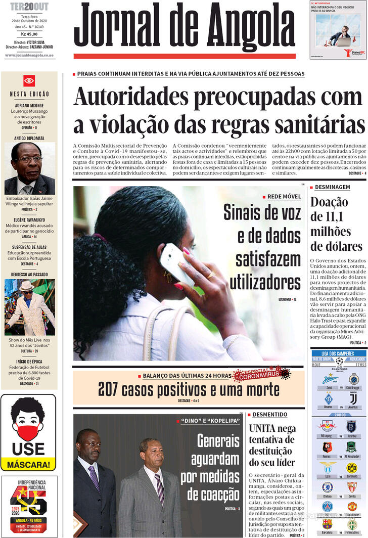 Jornal De Angola Terça 20 De Outubro De 2020 