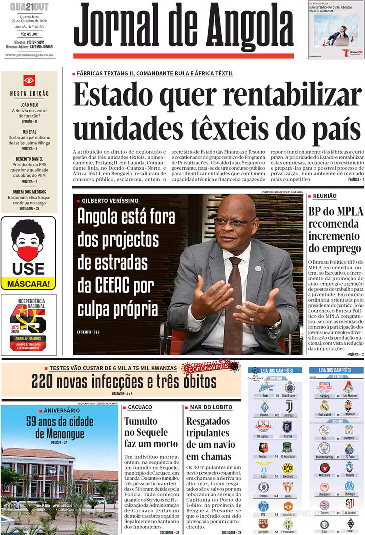 Jornal De Angola Quarta 21 De Outubro De 2020 