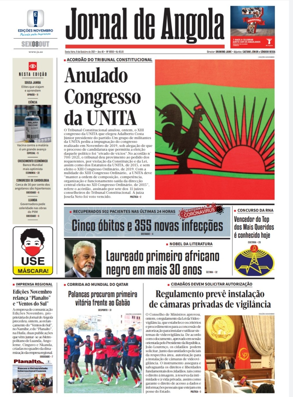 Jornal De Angola Sexta 08 De Outubro De 2021 