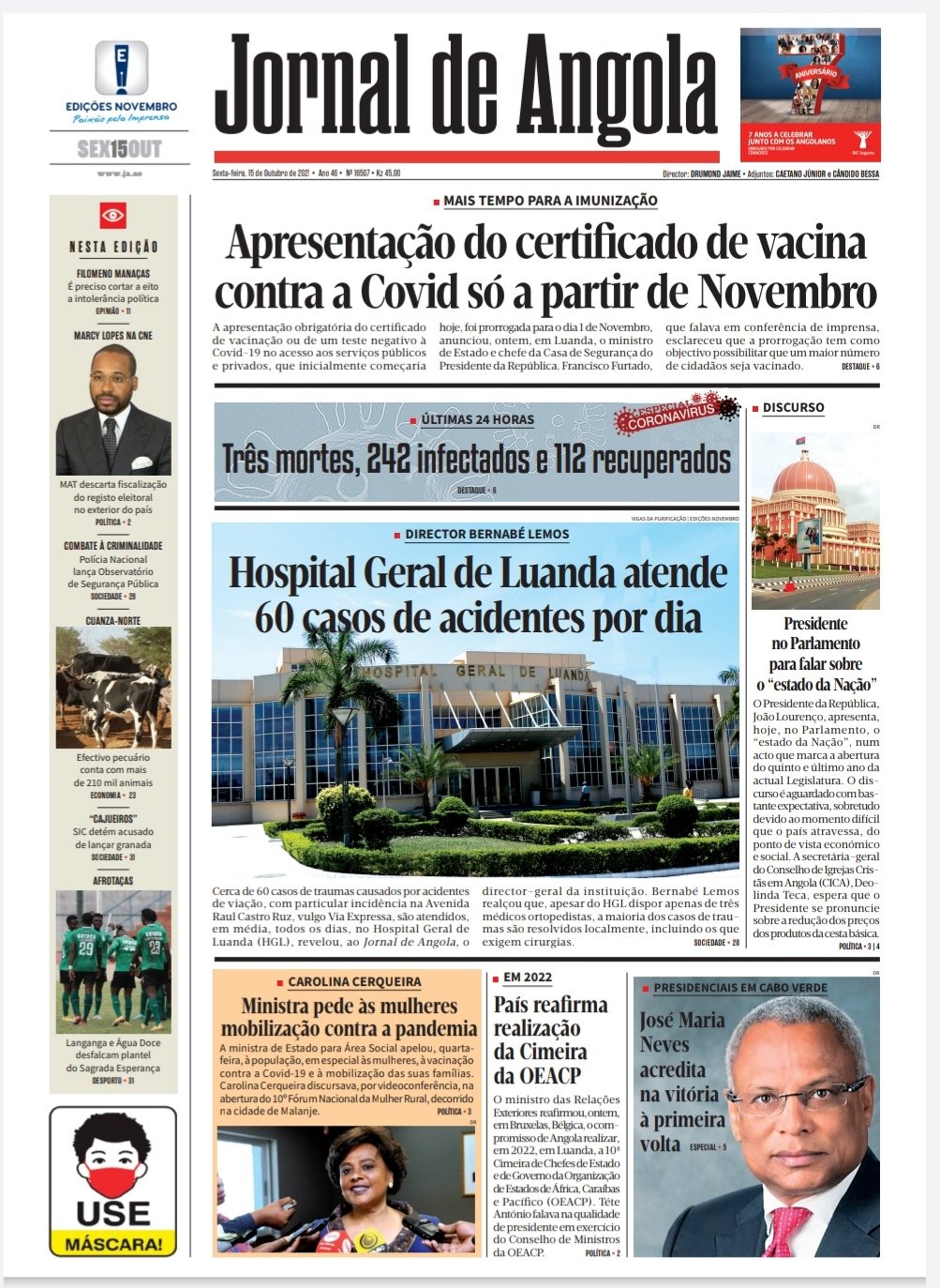 Jornal De Angola Sexta 15 De Outubro De 2021 