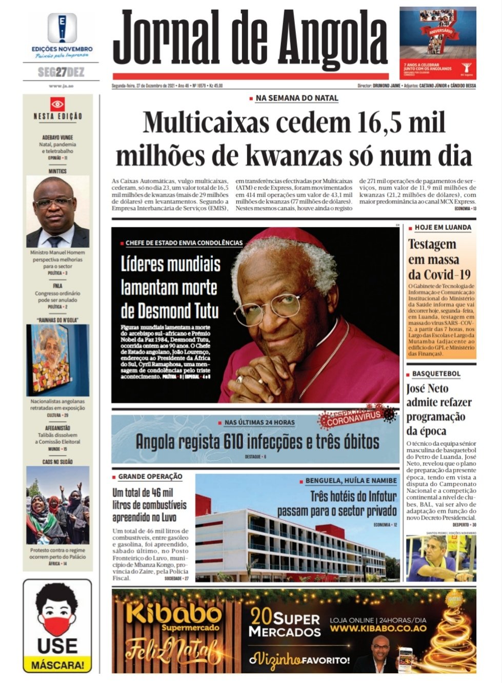 Jornal De Angola Segunda 27 De Dezembro De 2021 