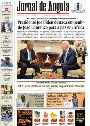 Capa do Jornal de Angola, Sexta, 01 de Dezembro de 2023