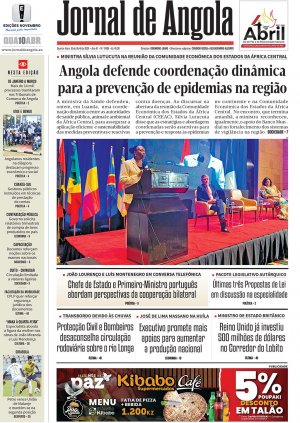 Capa do Jornal de Angola, Quarta, 10 de Abril de 2024