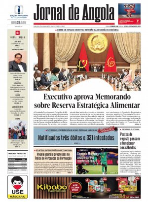 Capa do Jornal de Angola, Quarta, 26 de Janeiro de 2022