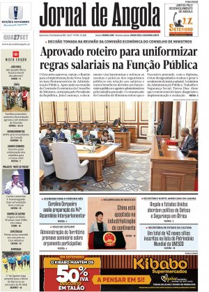 Capa do Jornal de Angola, Quarta, 27 de Setembro de 2023