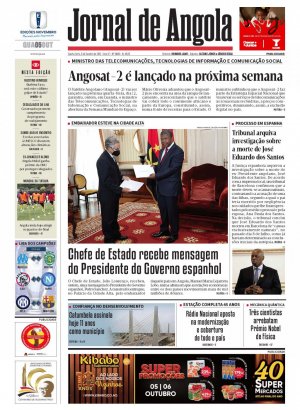 Capa do Jornal de Angola, Quarta, 05 de Outubro de 2022