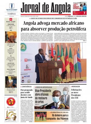 Capa do Jornal de Angola, Terça, 17 de Maio de 2022