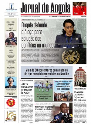 Capa do Jornal de Angola, Terça, 27 de Setembro de 2022