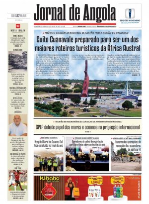 Capa do Jornal de Angola, Segunda, 27 de Março de 2023
