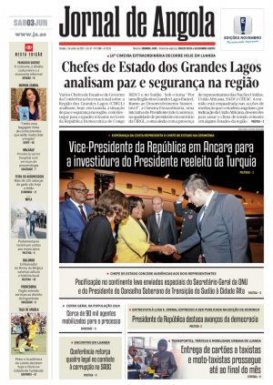 Capa do Jornal de Angola, Sábado, 03 de Junho de 2023