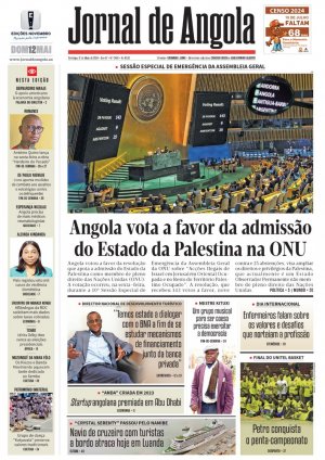 Capa do Jornal de Angola, Domingo, 12 de Maio de 2024