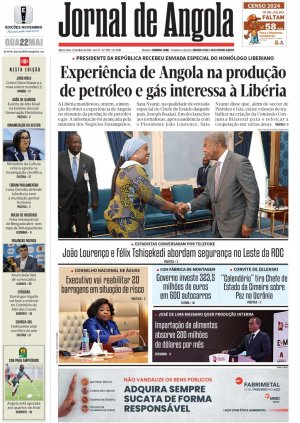 Capa do Jornal de Angola, Quarta, 22 de Maio de 2024