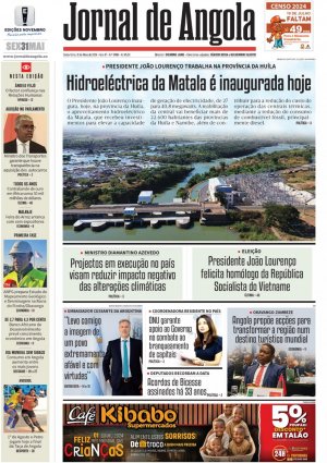 Capa do Jornal de Angola, Sexta, 31 de Maio de 2024