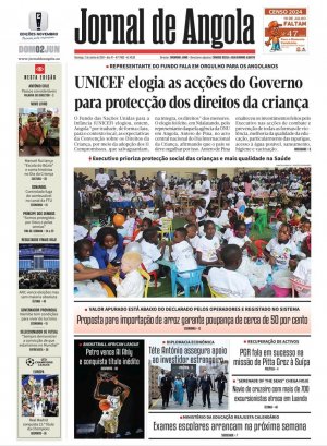 Capa do Jornal de Angola, Domingo, 02 de Junho de 2024