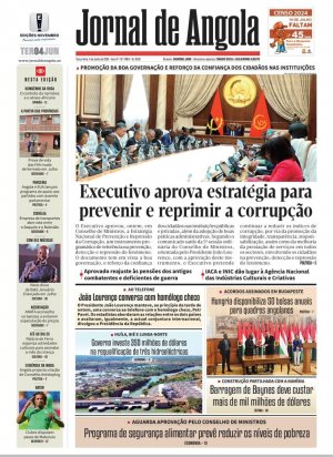 Capa do Jornal de Angola, Terça, 04 de Junho de 2024