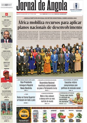 Capa do Jornal de Angola, Segunda, 02 de Outubro de 2023