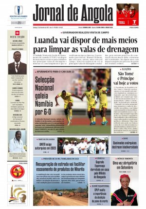 Capa do Jornal de Angola, Domingo, 25 de Setembro de 2022